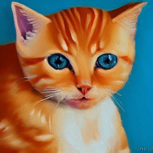 Image similar to palette knife oil painting of an orange tabby kitten