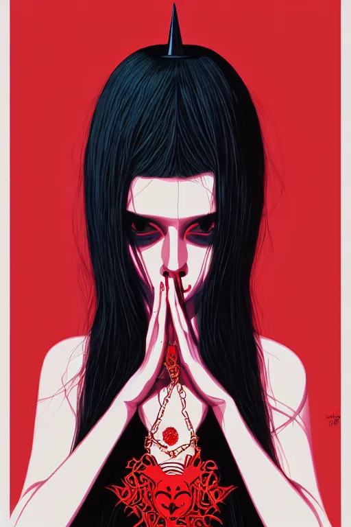 Image similar to portrait of a satanic witch by james jean by ilya kuvshinov kintsugi