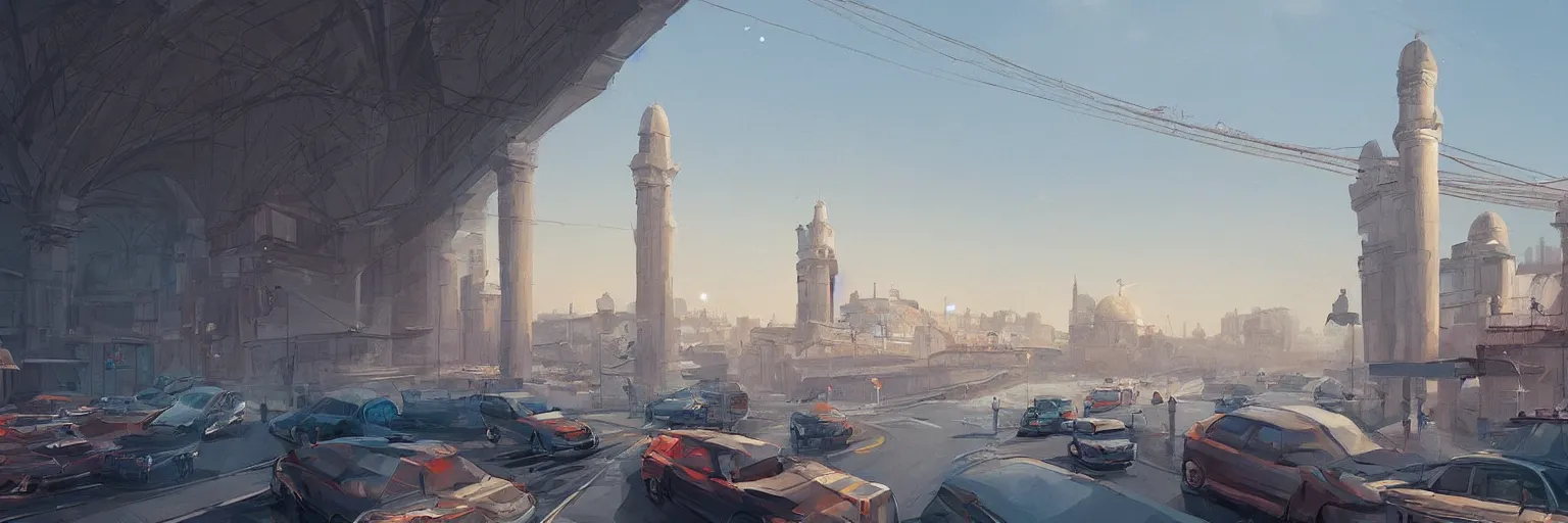 Image similar to a cinematic scene from istanbul bridge, concept art by nick ford and sylvain sarrailh,