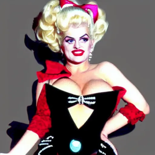 Image similar to Anna Nicole Smith as Betty Boop, she is dancing, she is wearing a black dress