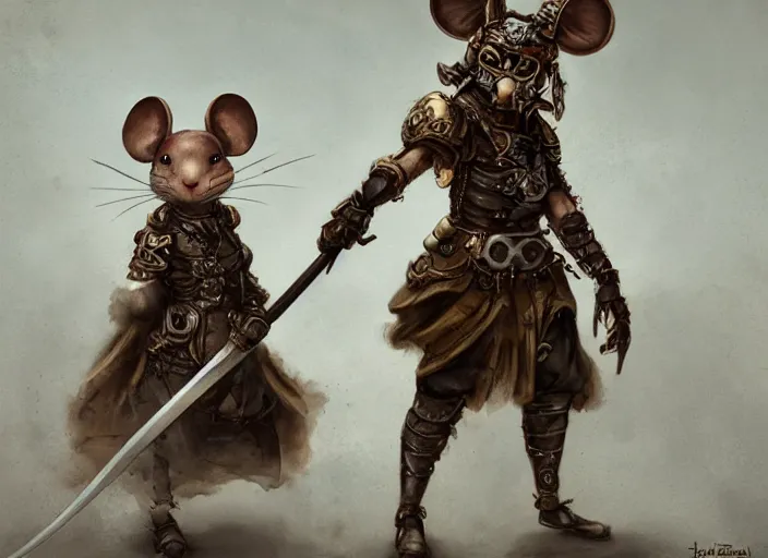 Image similar to ashigaru steampunk mouse, lacquered armor, polearm glaive, cute but determined, hard focus, art station, by jessica rossier and brian froud, cinematic