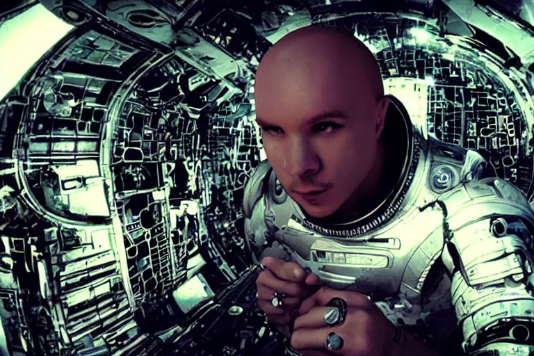 Image similar to cyborg - pitbull mr. worldwide in space, in 2 0 5 5, y 2 k cybercore, industrial low - light photography, still from a ridley scott movie