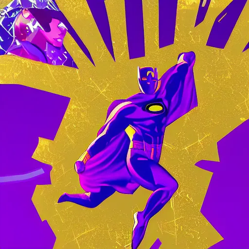 Image similar to !dream gold and purple superhero, 8k ,