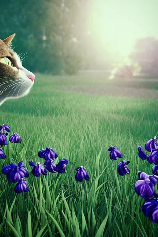 Prompt: a cat looking at the most beautiful thing in the world, wide irises, this is beautiful, volumetric lighting, epic composition, hyper detailed, ultra realistic, sharp focus, octane render, pinterest trending, sense of awe, 4 k