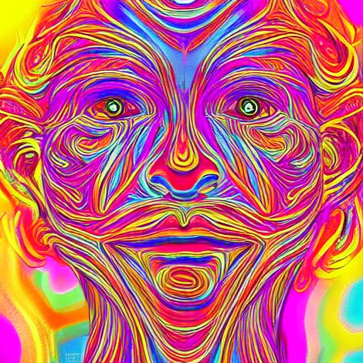 Prompt: stunning psychedelic artwork of a head shape