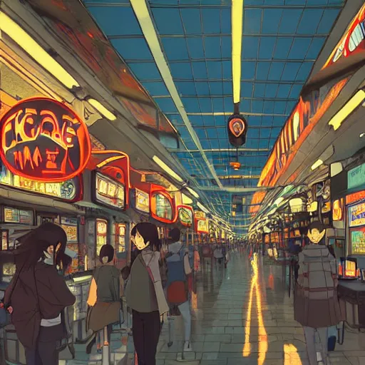 Image similar to The Arcade in Shinjuku, Anime concept art by Makoto Shinkai