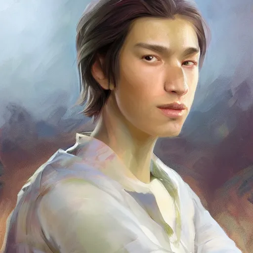 Image similar to portrait of a man , digital art by Mandy Jurgens and Irina French and Heraldo Ortega and Janice Sung and Julia Razumova and Charlie Bowater and Aaron Griffin and Jana Schirmer and Guweiz and Tara Phillips and Yasar Vurdem and Alexis Franklin and Loish and Daniela Uhlig and David Belliveau and Alexis Franklin and Kiko Rodriguez and Lynn Chen and Kyle Lambert and Ekaterina Savic and Pawel Nolbert and Viktor Miller-Gausa and Charlie Davis and Brian Miller and Butcher Billy and Maxim Shkret and Filip Hodas and Yann Dalon and Toni Infante and Pascal Blanché and Mike Campau and Justin Peters and Bastien Lecouffe Deharme , hyperdetailed, artstation, cgsociety