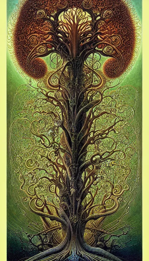 Image similar to tree of life by roger dean and andrew ferez, art forms of nature by ernst haeckel, divine chaos engine, symbolist, visionary, art nouveau, botanical fractal structures, organic, detailed, realistic, surreality