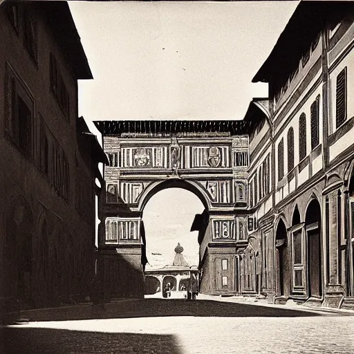 Image similar to daguerrotype photograph of florence, italy, 1 5 0 0 photograph, 1 6 th century, renaissance photograph, streets of florence