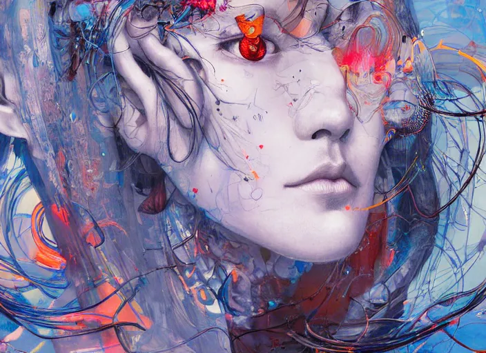 Image similar to monumental portrait soft light painted by yoshitaka amano, and erik jones, inspired by james jean, smooth texture, intricate oil painting, high detail illustration, sharp high detail, manga and anime 1 9 9 9