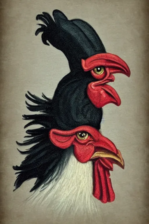 Prompt: portrait of a rooster, with top hat!!! and monocle!!!