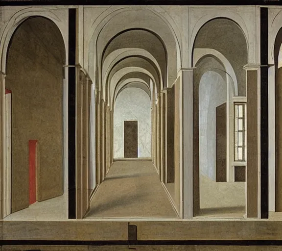 Image similar to drawing of the backrooms by piero della francesca