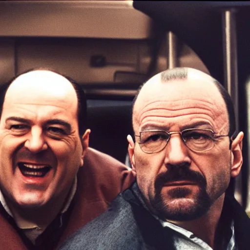 Prompt: tony soprano and walter white being happy friends together t