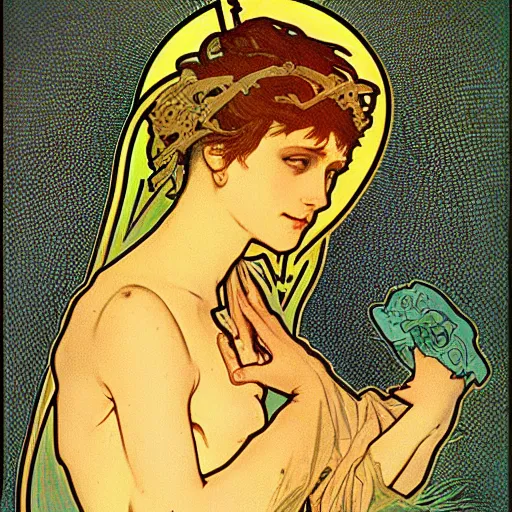 Prompt: lizard lizard lizard lizard jesus, close up, by alphonse mucha