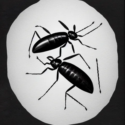 Image similar to soldier ant, black and white, botanical illustration