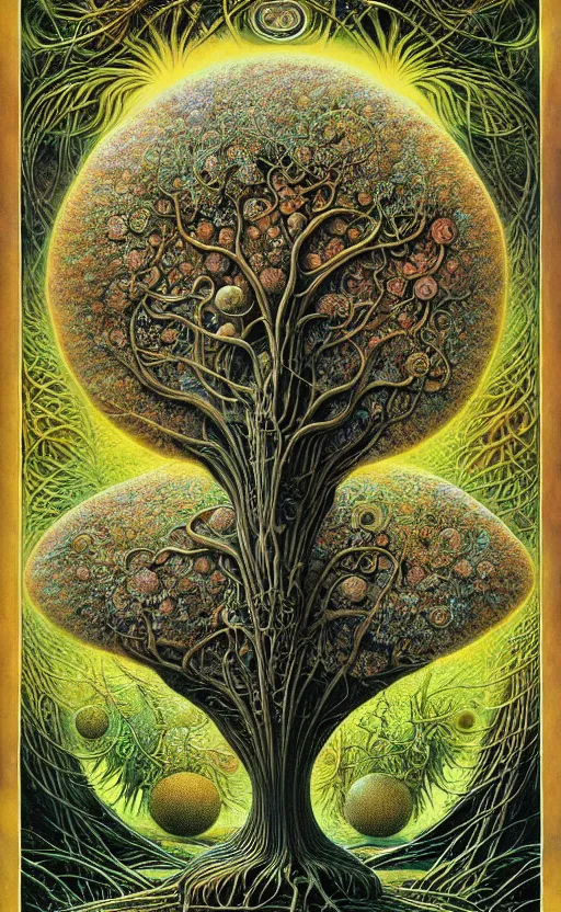 Image similar to tree of life by roger dean and andrew ferez, art forms of nature by ernst haeckel, divine chaos engine, symbolist, visionary, art nouveau, botanical fractal structures, organic, detailed, realistic, surreality