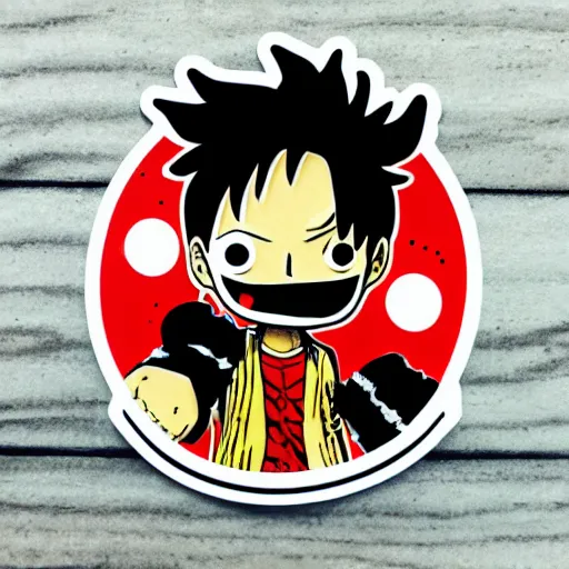 Prompt: die cut sticker, luffy is joyboy, splatter paint on paper