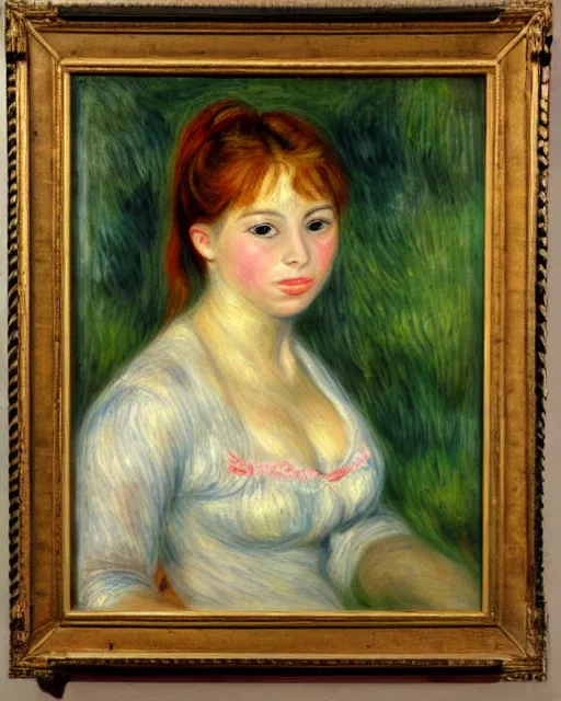 Image similar to portrait of young female, in the style of Pierre-Auguste Renoir