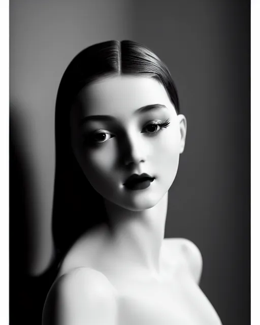 Image similar to black and white dreamy young beautiful female artificial intelligence, cinematic, rim light, photo - realistic, elegant, high detail, 8 k, masterpiece, photo taken in 1 9 3 0