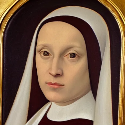 Image similar to a renaissance style portrait painting of the nun