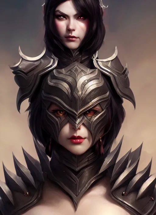 Image similar to full plate armor!!! beautiful and elegant dark hair female orc!! gorgeous ayes!! character concept art, sharp focus, octane render! unreal engine 5! highly rendered!! trending on artstation!! detailed linework!! illustration by artgerm, wlop, and chie yoshii