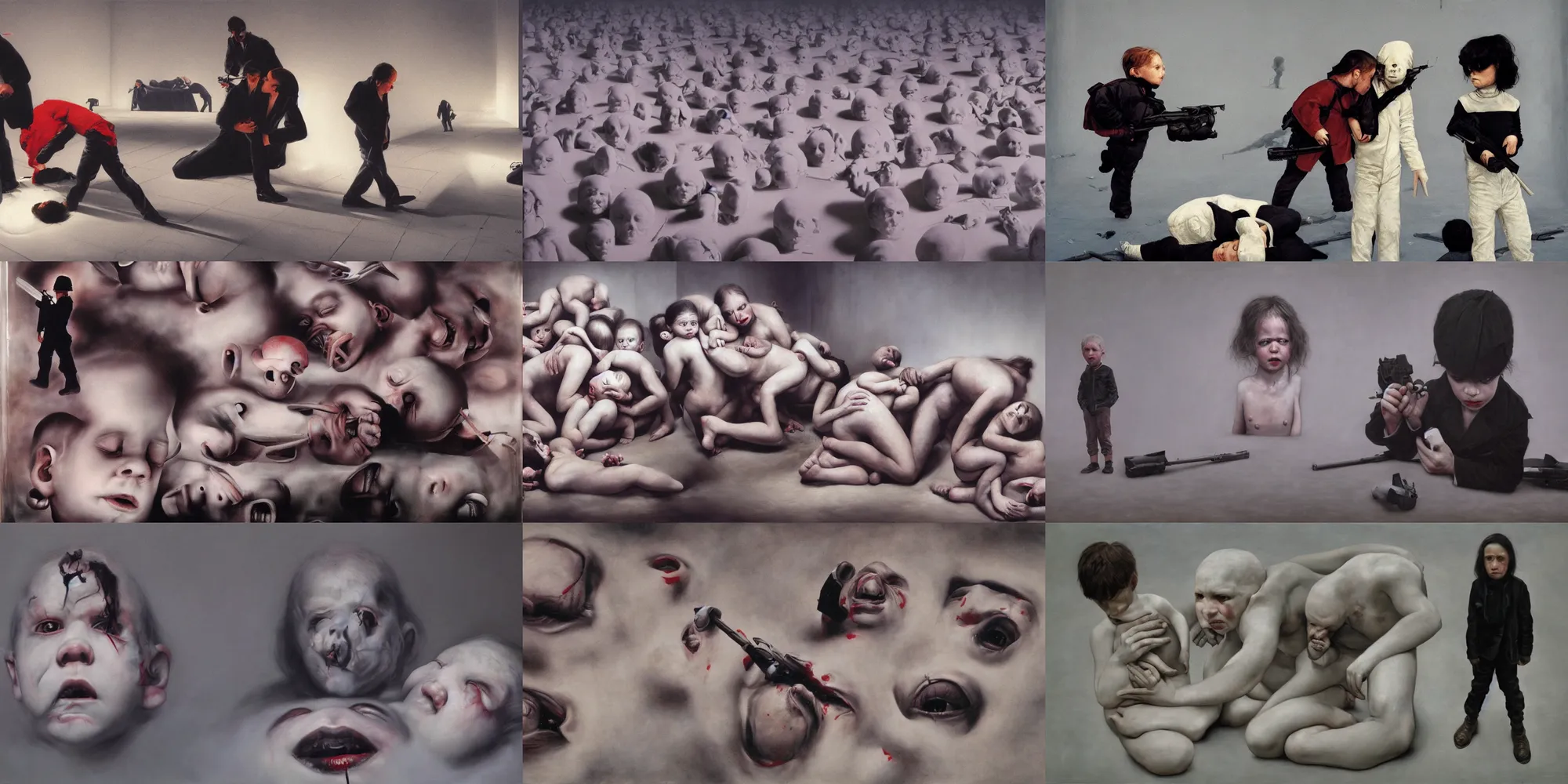 Prompt: disasters of war 7 8, by gottfried helnwein