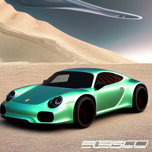 Image similar to “futuristic Porsche, photorealistic 8k”