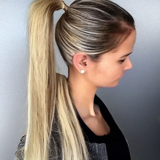 Prompt: blond hair in pony tail