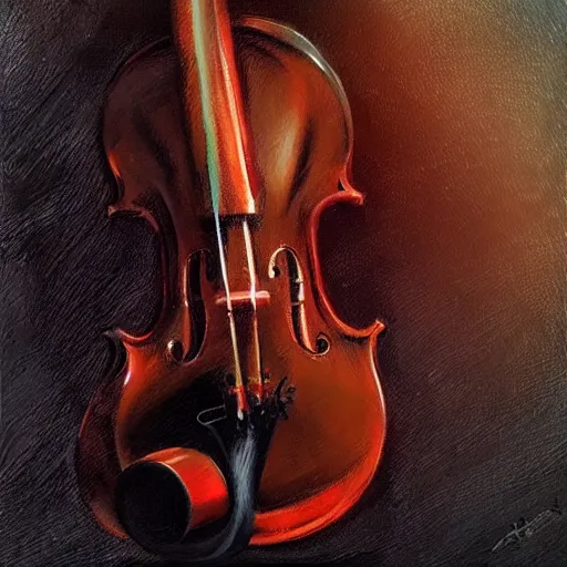 Image similar to large violin with hands, oil painting, artstation, dramatic lighting,, beautiful