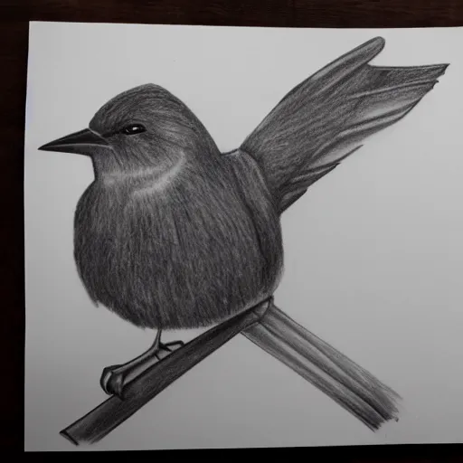 Image similar to bird with bodybuilder arms, pencil drawing,