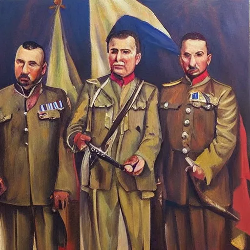 Image similar to “Oil painting of the Gypsy Kings as World War 1 generals, 4k”