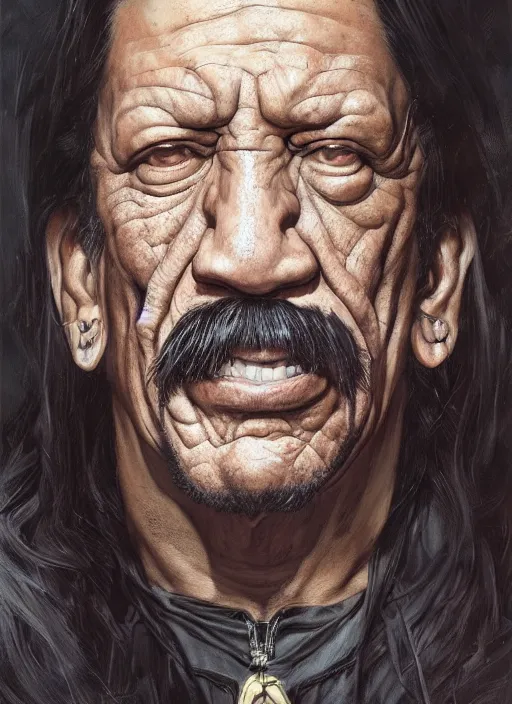 Image similar to Portrait of Danny Trejo, marvel comics, dark, intricate, highly detailed, smooth, artstation, digital illustration by Ruan Jia and Mandy Jurgens and Artgerm and Wayne Barlowe and Greg Rutkowski and Frank Frazetta