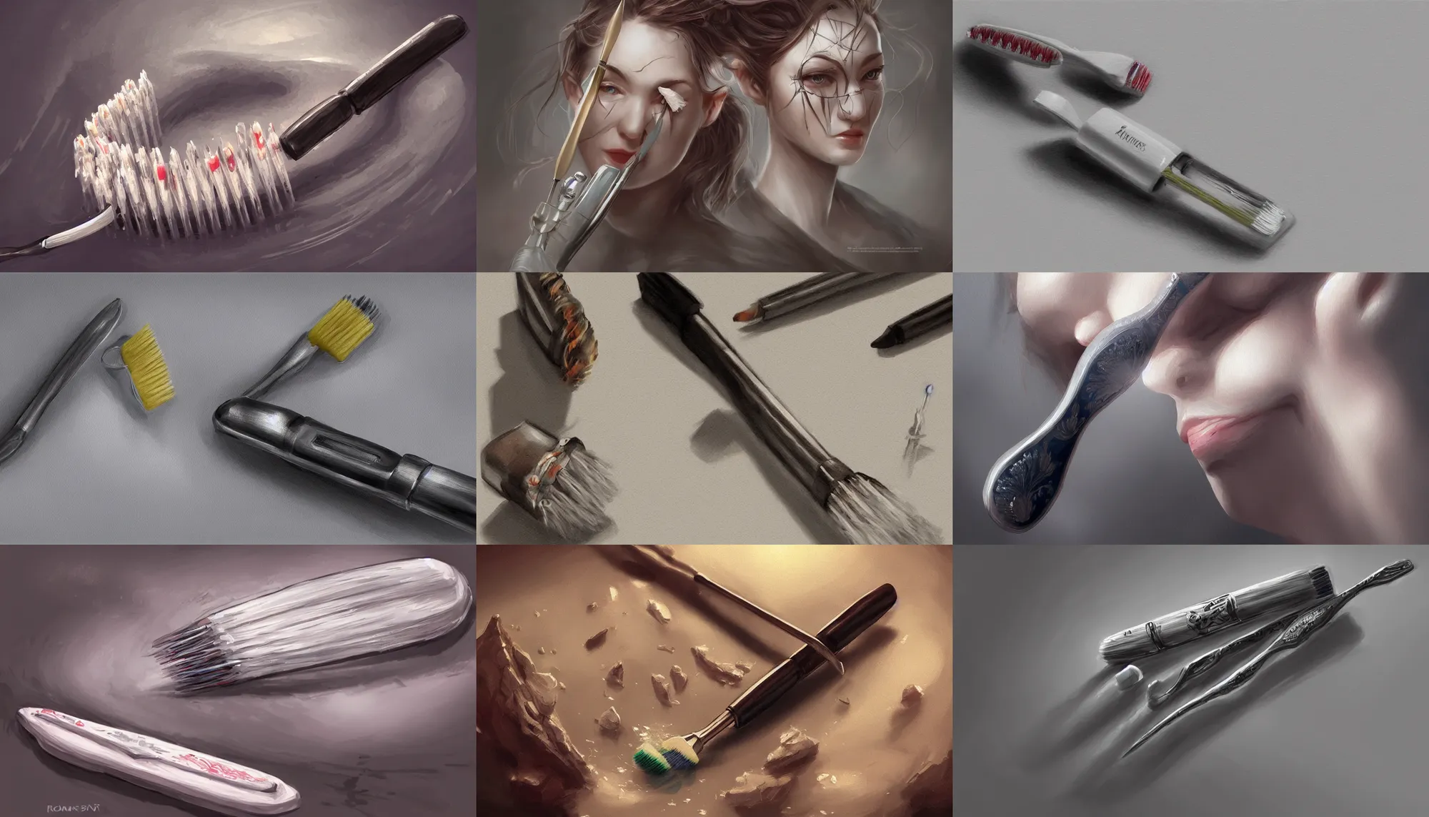 Prompt: romanticism toothbrush, highly detailed, digital painting, artstation, concept art, sharp focus, illustration