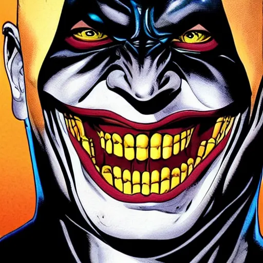 Image similar to batman inside the joker's mouth holding it open, high detail, high resolution, intense