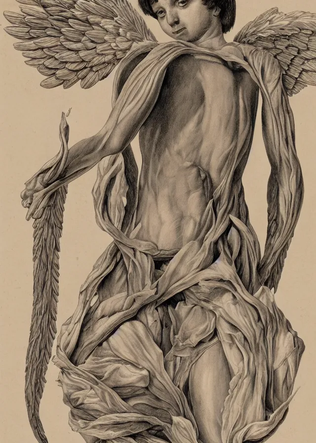 Prompt: a detailed biological illustration dissection of an angel