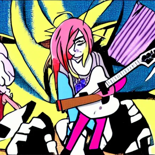 Prompt: A screenshot of Kurt Cobain in Panty & Stocking