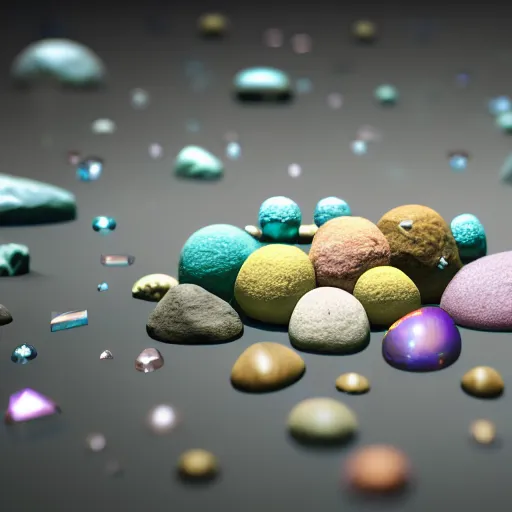 Image similar to studio photo of precious stones with fungal cultures and mold with little pastel coloured filaments in microscope, octane render, tilt shift, polarized light, ultrasharp focus, unreal engine 5, bokeh background, hyperrealism, vray