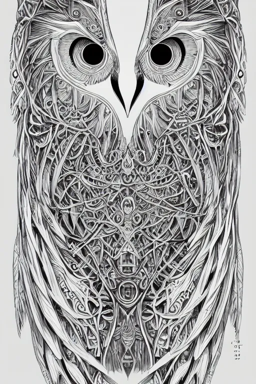 Image similar to a white bone owl, symmetrical, highly detailed, digital art, sharp focus, skeleton, trending on art station