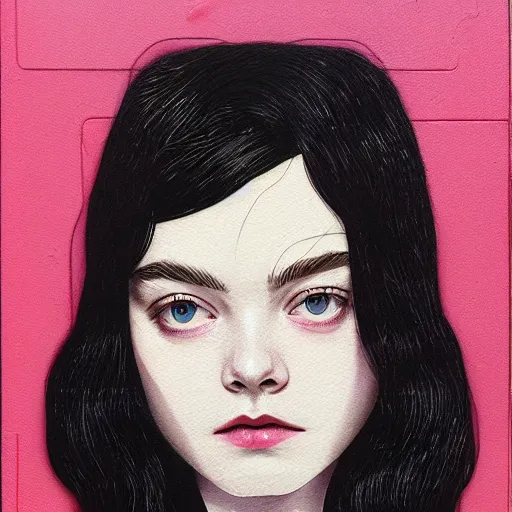 Prompt: Elle Fanning in Prey picture by Sachin Teng, asymmetrical, dark vibes, Realistic Painting , Organic painting, Matte Painting, geometric shapes, hard edges, graffiti, street art:2 by Sachin Teng:4