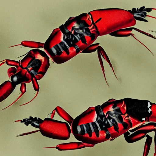 Prompt: crawdads with guns invading nazi germany