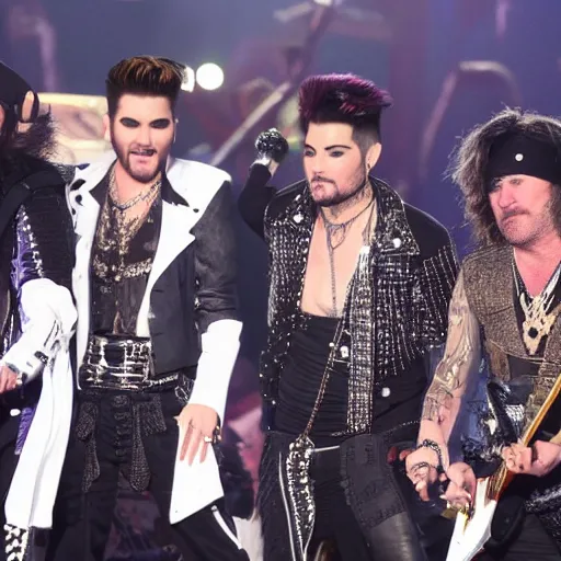 Prompt: Adam Lambert pirate king with a crew of rock stars highly detailed sharp focus