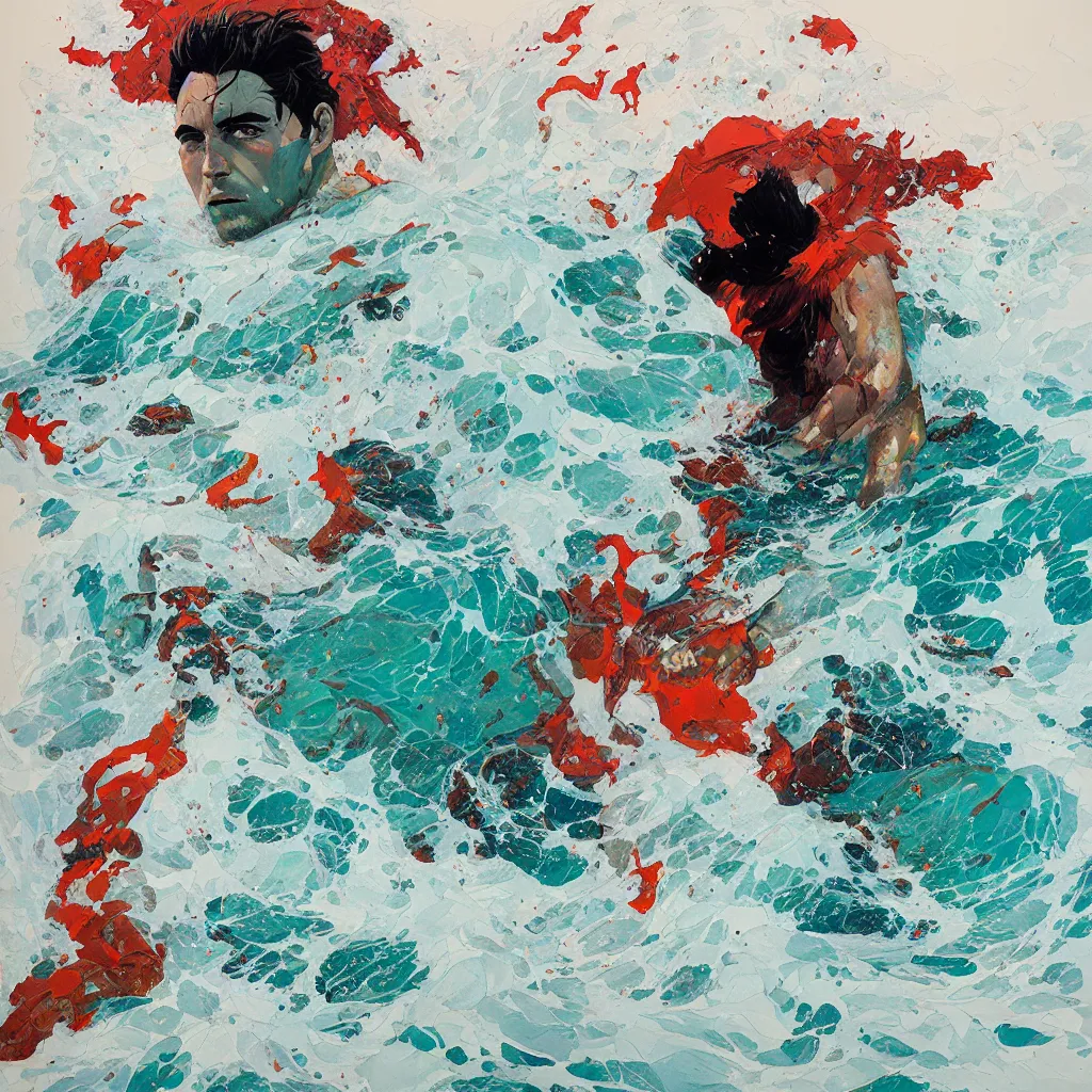 Image similar to the pandemonium of the sea becomes the man, oil on canvas, by conrad roset, by jake parker, sharp focus