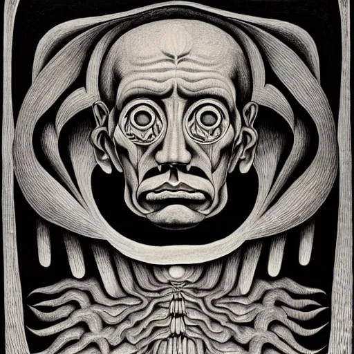 Prompt: conceptual post - mortem mexican spirit monumental portrait made by escher and william blake, highly conceptual art, intricate detailed painting, illustration sharp detail, manga 1 9 9 0