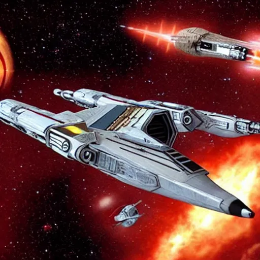 Image similar to the USS X-Wing, Star Trek Star Wars hybrid