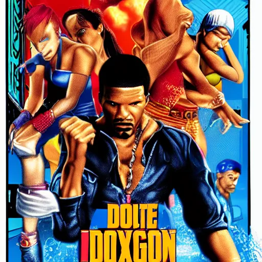 Image similar to portrait of jamie foxx in double dragon video game splash screen