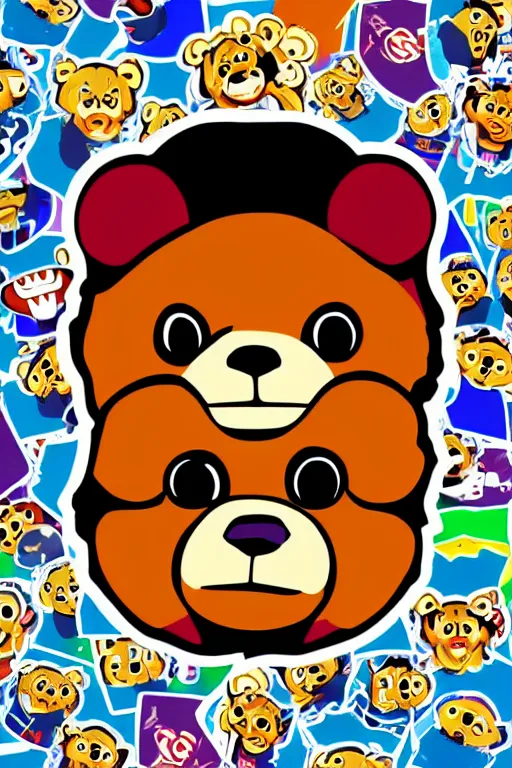 Image similar to in the style of a vector e-sports sticker portrait of an evil teddy bear, highly detailed, colourful, 8k wallpaper