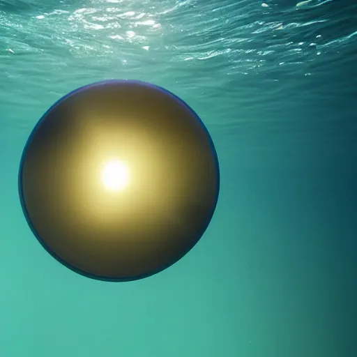 Image similar to sphere shaped object glowing under water