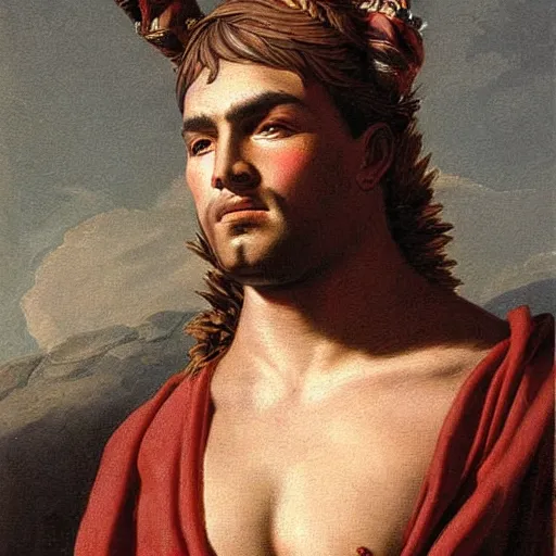 Image similar to Gladiator, muscular, handsome, detailed face, correct face, painting by Antoine Calbet