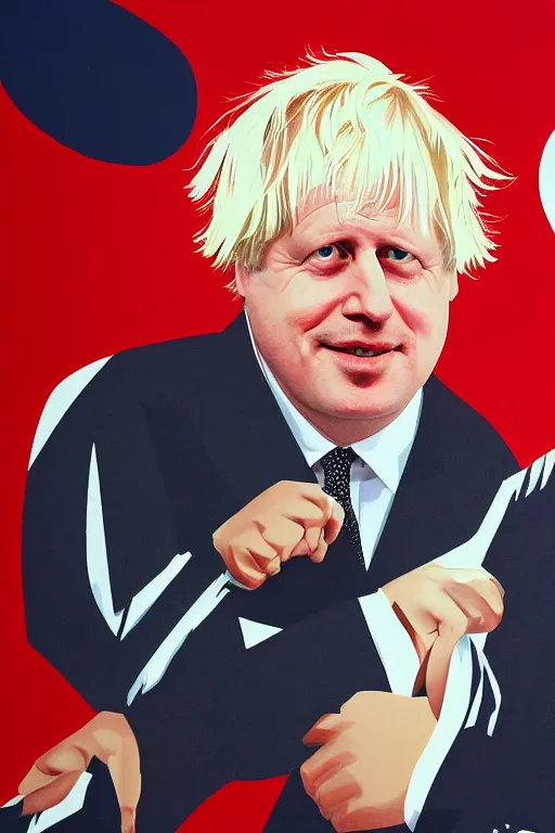 Image similar to a portrait of boris johnson at a party, communist propaganda