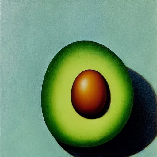 Image similar to painting of an avocado by rene magritte, hd, 4 k, detailed, award winning